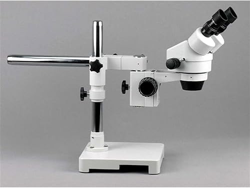 Miniatura 2 de AmScope SM-3B-FRL Microscopio de zoom estéreo binocular profesional, ocular WH10x, aumento 7X-45X, objetivo de zoom 0.7X-4.5X, luz de anillo