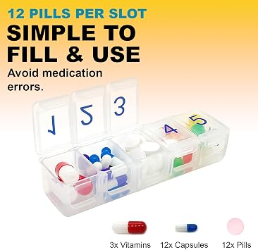 e-Pill Daily 5 Times A Day Pill Organizer, Vitamin and Medicine Pill Box - Clear
