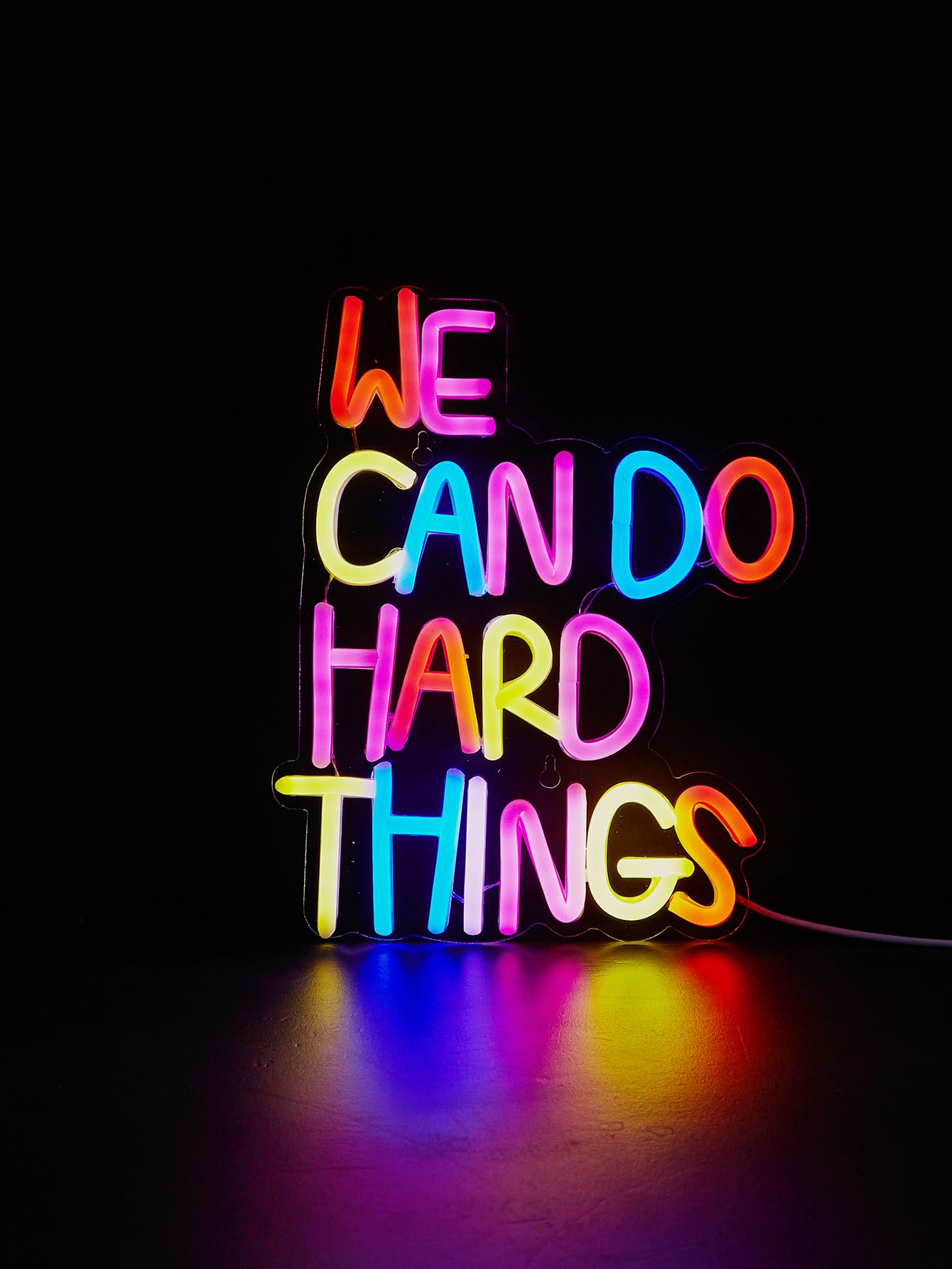 LED Neon We can do hard things Cute Neon Sign, USB Powered Neon Signs Night Light, 3D Wall Art & Game room Bedroom Living Room party Decor lamp for Children Kids Girls Boys