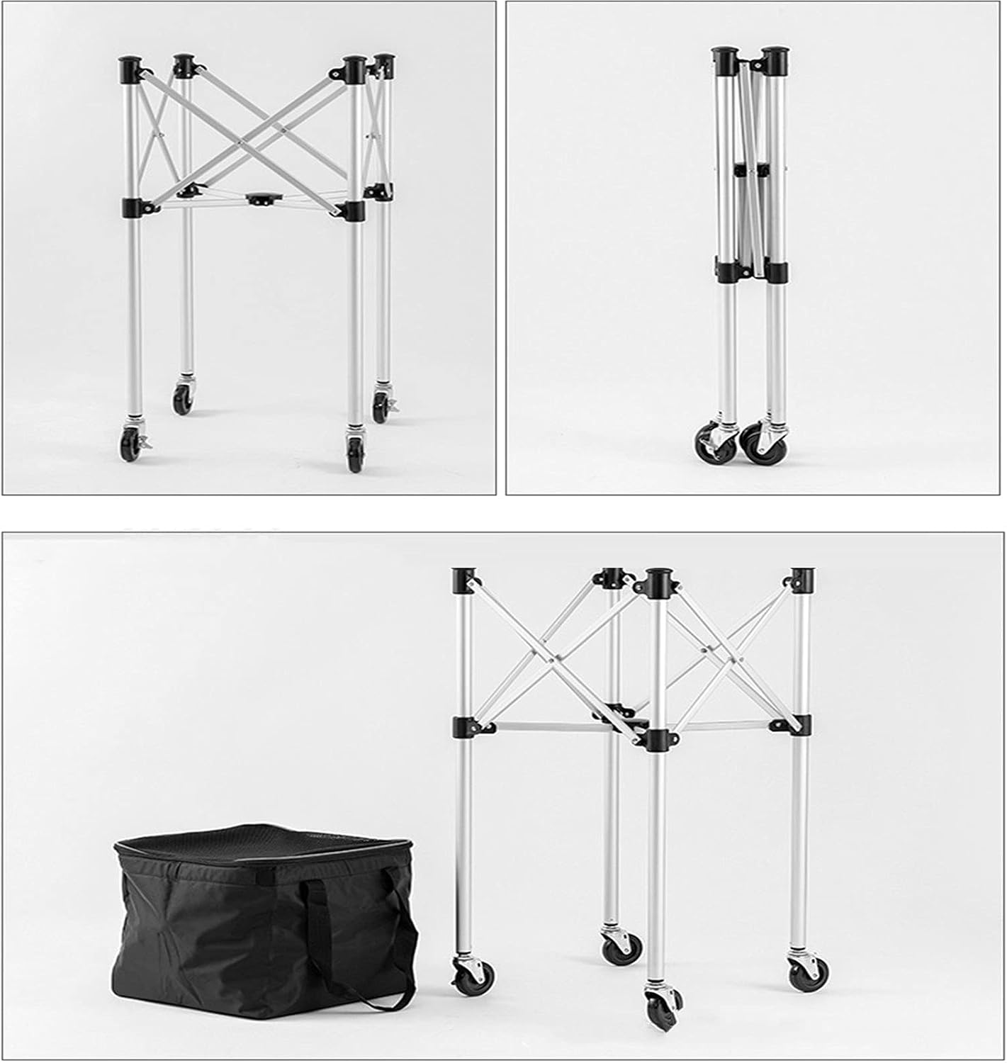 Tennis Ball Cart (Holds Up to 160 Tennis Balls) Tennis Ball Hopper Basket Tennis Ball Basket Lightweight Portable Includes Carry Bag