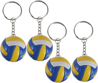 4 piezas Llaveros de Voleibol Simulados Colgantes Compactos y Adorables para Llaves o Bolsos Diseño Decorativo Deportivo Portátil Colores Amarillo Blanco y Azul