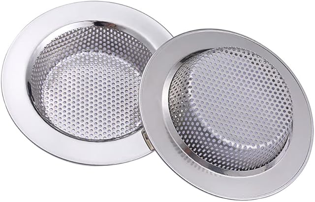 Yizhet 2pcs Kitchen Sink Strainer, Stainless Steel Sink Drain Filter Bathroom Hair Catcher Shower, Plug Hole Cover, Bathtub Drain Cover for Kitchen Bathroom, Outer Diameter 75mm (2.95 inch)