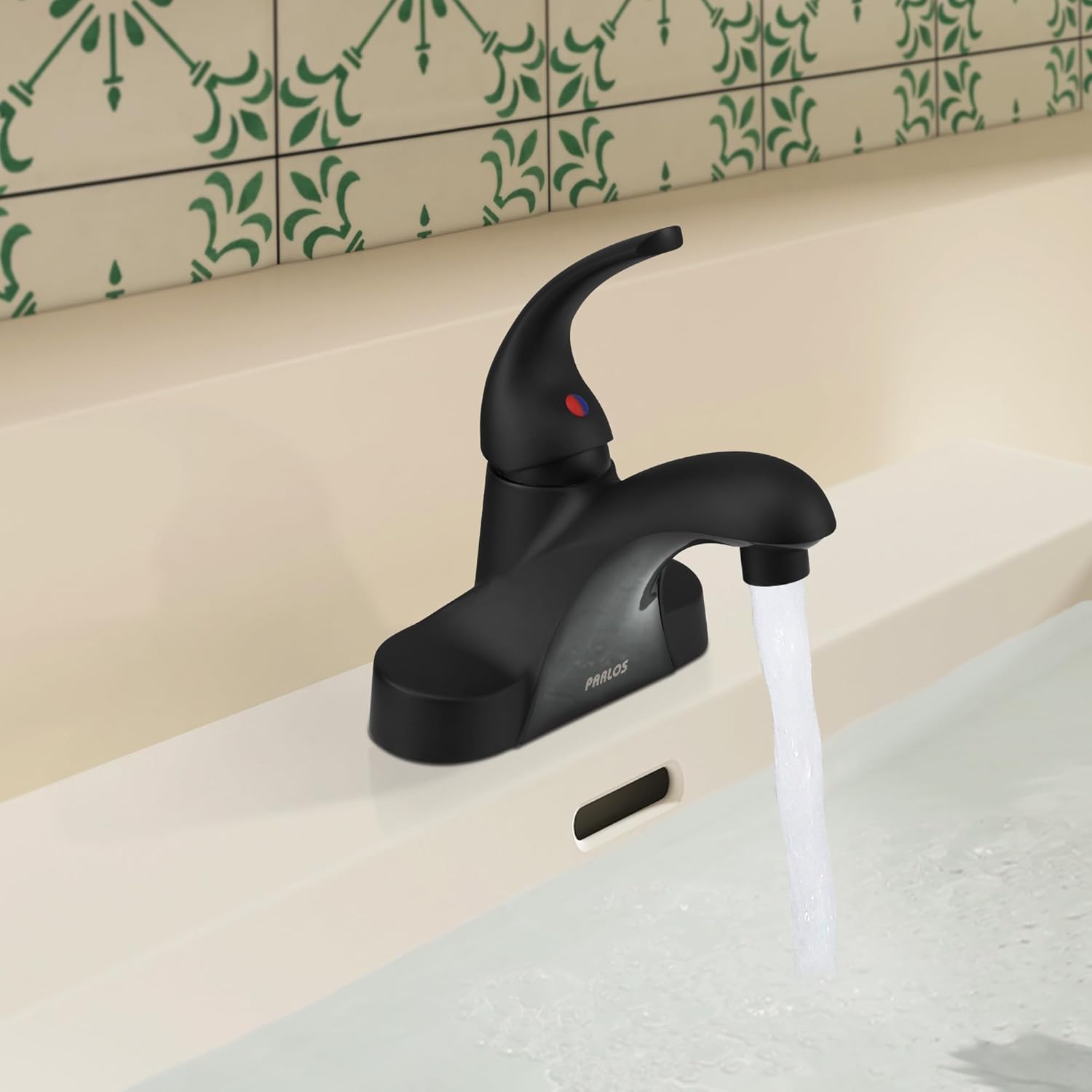 PARLOS Single Handle Mid Arc Centerset Bathroom Sink Faucet with Metal Drain Assembly and cUPC Faucet Supply Lines