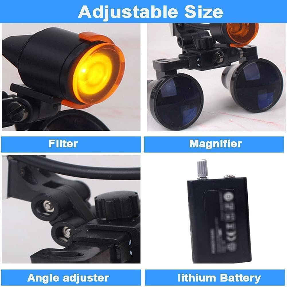 Orale Zahnärztliche Lupenbrille, 2,5X / 3,5X Chirurgische Fernglaslupen, Mit LED-Licht Und Filter, 350-480mm Arbeitsabstand, Für Medizinische HNO-Untersuchungschirurgie