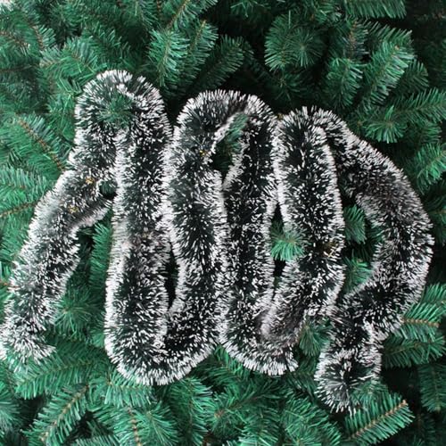 Image of Pack of 2 Snow Garland for Christmas Tree Decoration Ornaments Tinsel Snow Garlands for Xmas Home - Christmas Decorations Items Home Office Railing Decoc - (6 Ft Length) | PoPo Toys 
