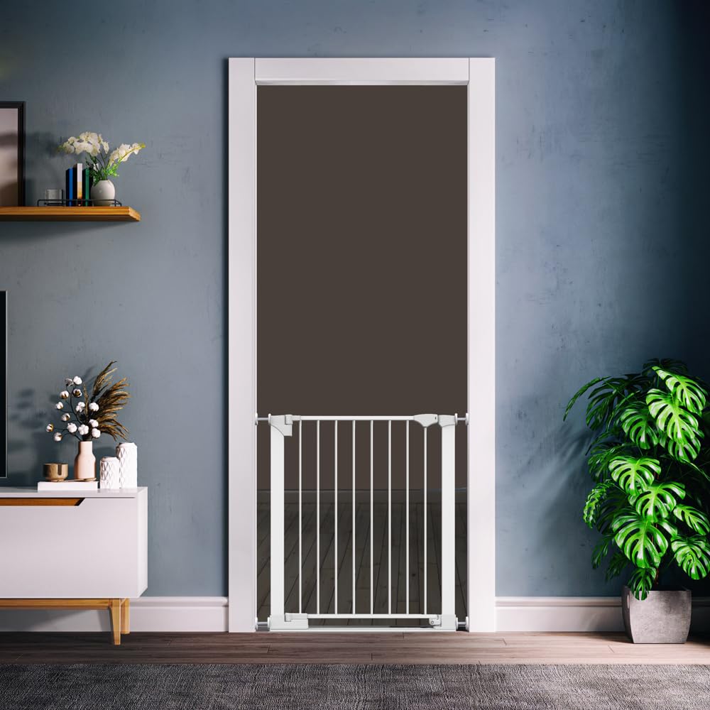 Safetots Barrière de Sécurité avec Barre de Seuil Extra Basse, Passage Extra Bas, Barrière en Une Pièce pour Escaliers, Couloirs et Portes, Bébés et Tout-Petits, 75cm - 82cm, Couleur Blanc