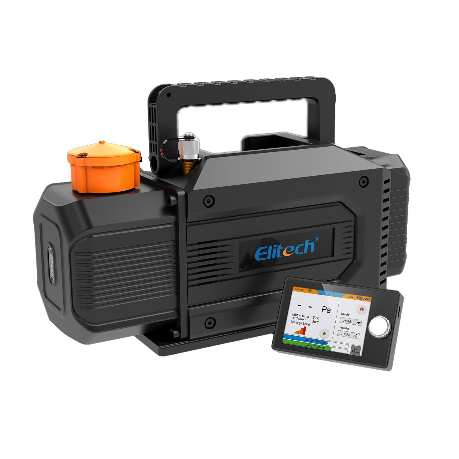 Elitech SVP-DC Vakuumpumpe Smart Bistadium 56 l/min mit digitalem Display Bluetooth Stand-alone, kabellose Vakuumpumpe tragbar, bürstenloser Motor, 180 W, 1/4 PS