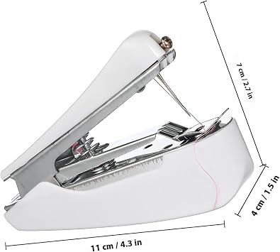 Handheld Sewing Machine Portable Mini Manual Mending Machine White Compact Sewing Tool for Home Fabric Clothes Repair and DIY Crafting Random Color