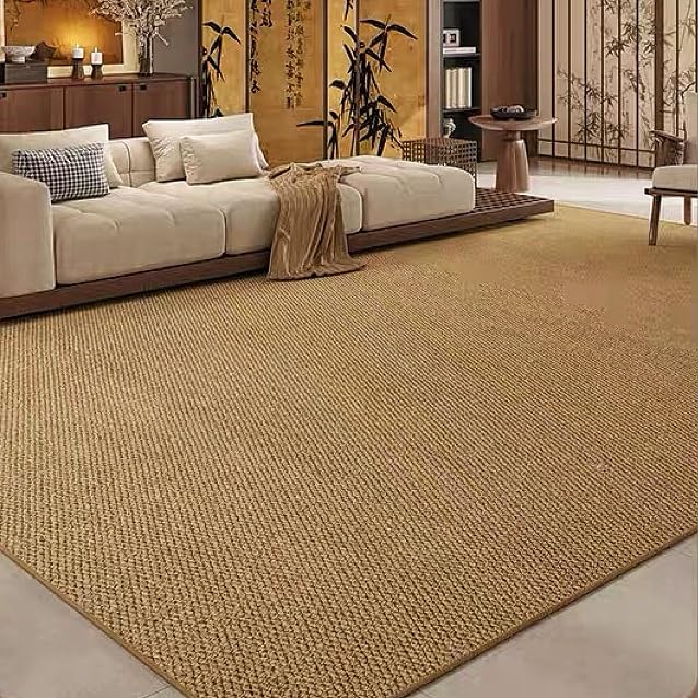 Alfombra salon lavable impermeable con textura granulosa de yute 10mm