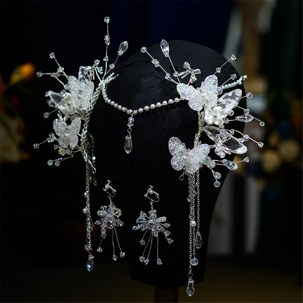 Bridal Headwear Handmade Beaded Crystal Fringe With Headband Matching Clip Wedding Dress Accessories