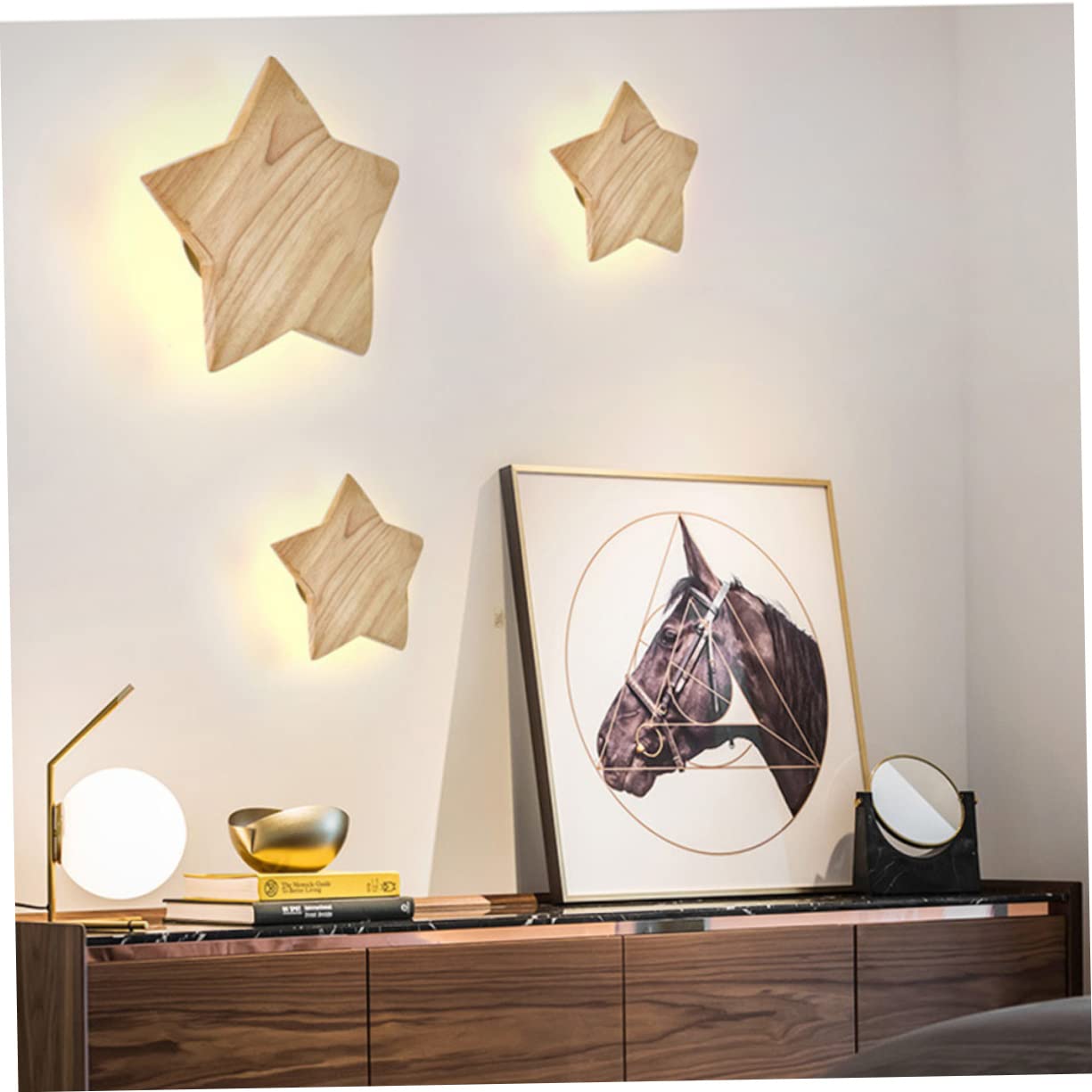 Artibetter 9w Lámpara Led Infantil Decorativa Madera Natural Luz Cálida Dormitorio Sala Estar Pasillo
