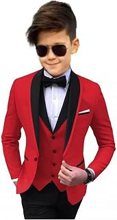 Boy's Formal Suits 3 Pieces Slim Fit Suit Set Dresswear Wedding Ring Bearer Outfit Kids Blazer Vest Pants Set