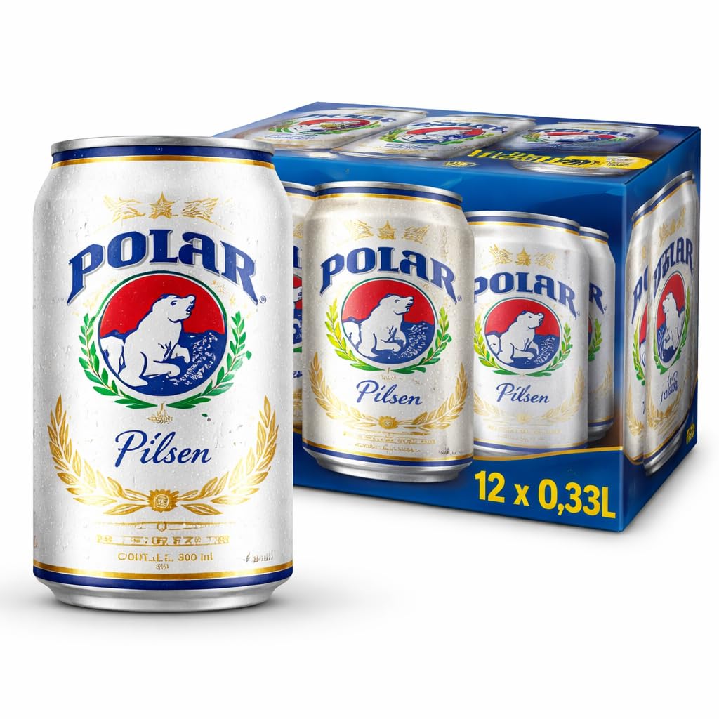 POLAR Pilsener Bier‑12er Sparpack – aus Venezuela · 12× 0,33 l Dosen · 4,5% vol. · Erfrischendes Pilsener-Bier, für Party & Grill – Cerveza Polar