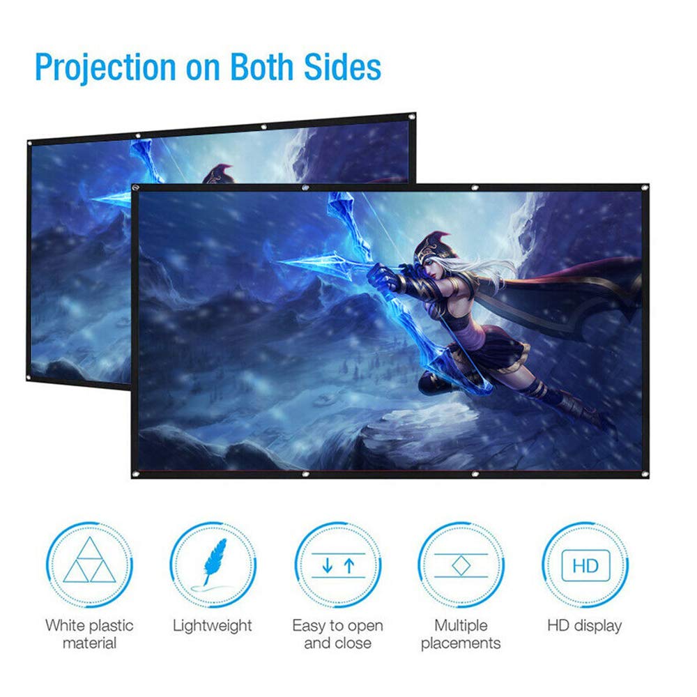 Schermo Proiezione,16: 9 HD 4K Schermo da Proiettore Portatile Pieghevole Bianco Supporto per Angolo Visione 160 Gradi per Cinema Home Theater per Interni All'aperto (150"-332cm(W) X 187CM(H))