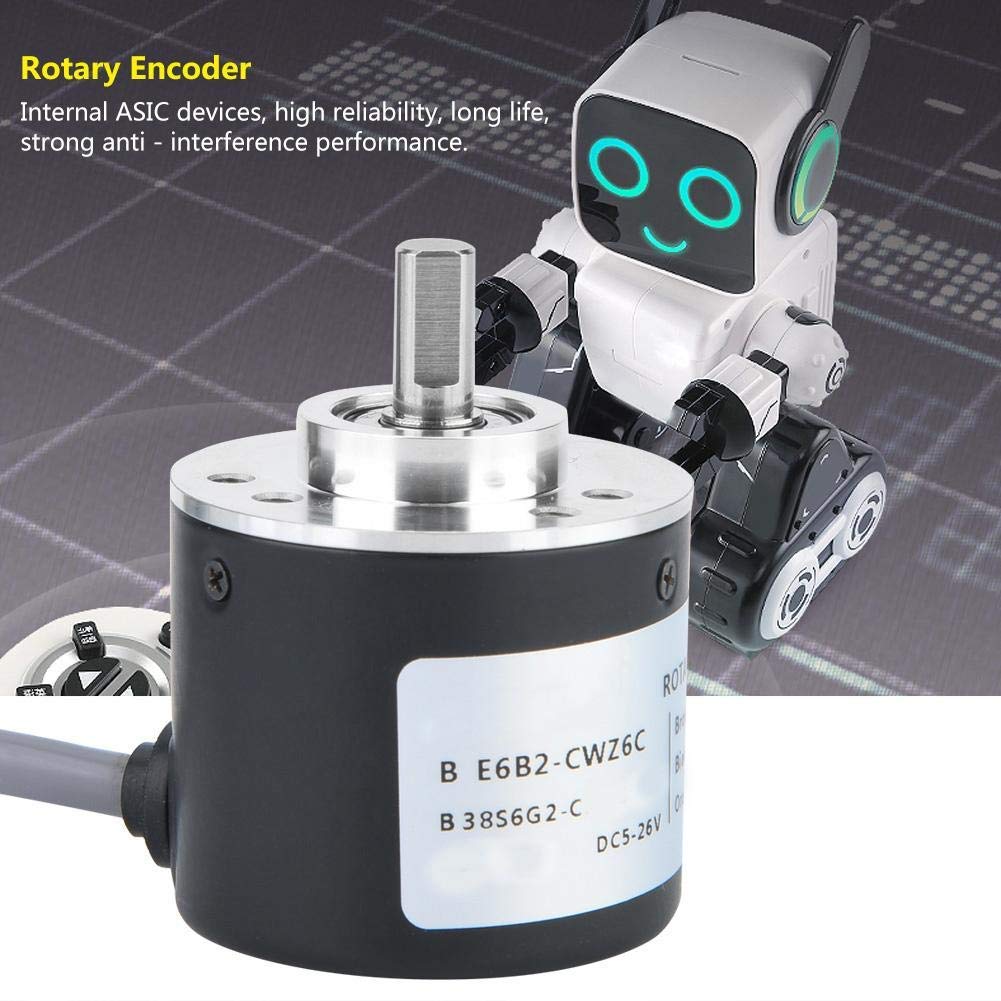 Encoder rotativo incrementale 38mm, con 3 viti, encoder per uso generico DC5~26V, encoder incrementale con mandrino in acciaio inossidabile.(360P/R)