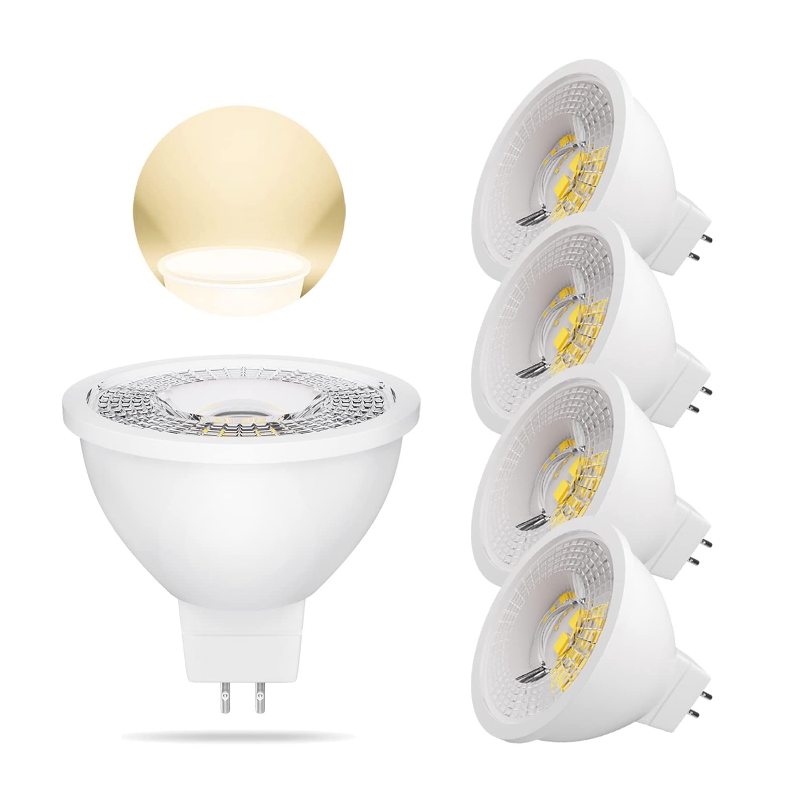 Bvcl Natural White Mr16 Gu5.3 Led Lamp, 7W Dimmable Spotlight, 650Lm Bulb,7W Replaces 70W Mr16 Halogen Light Bulb, Ac/Dc 190-260V Flicker Free Spotlight, 5Pack (Color : )