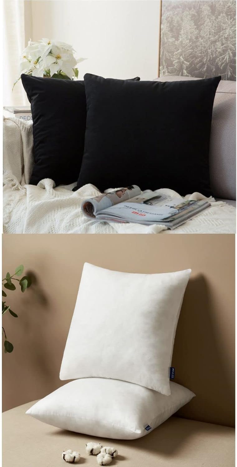 MIULEE Velvet Soft Solid Decorative Square Throw Pillow