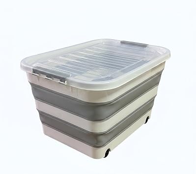 Tekerlekli Katlanabilir Saklama Kutusu, Kilitli Kapaklı, 30L ve 65L Seçeneği, Çok Amaçlı Organizasyon Konteyneri (30 LT)