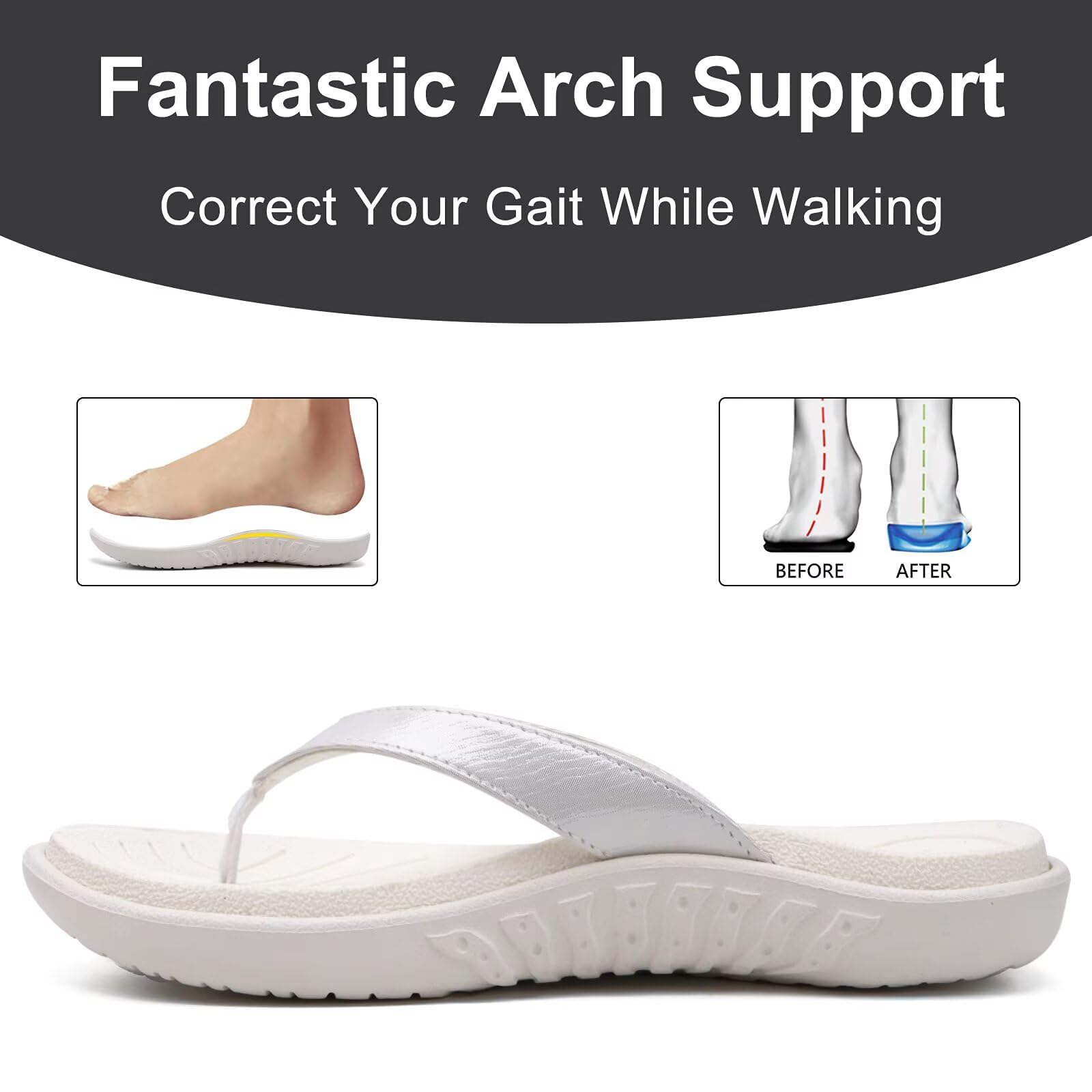jiajiale Infradito Donna Moda Ortopediche Estive Comode Pelle Supporto Arco Plantare Flip Flop Doccia Spiaggia Piscina Aperte Mare Leggere Eleganti Ciabatte Antiscivolo Gomma Suole