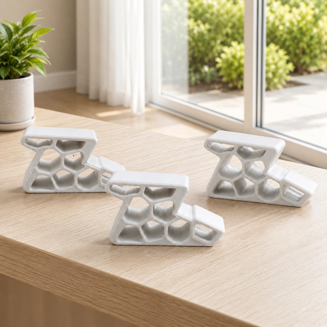 3pc Window Stopper Wedge Lock, Secure Track Door Stop Set, White