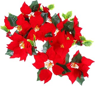 SOIMISS Xmas Tree Fairy Light Poinsettia Christmas Flowers Decorations Garland String Lights Christmas Flower Artificial Floral Red Poinsettia for Home Decoration 10 LED Bulbs