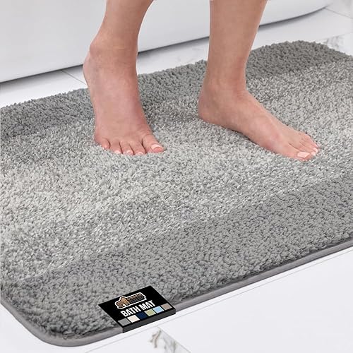 GORILLA GRIP Alfombras de baño de felpa ultra suaves con respaldo de goma texturizada, absorbente, de secado rápido, lavables a máquina, accesorios