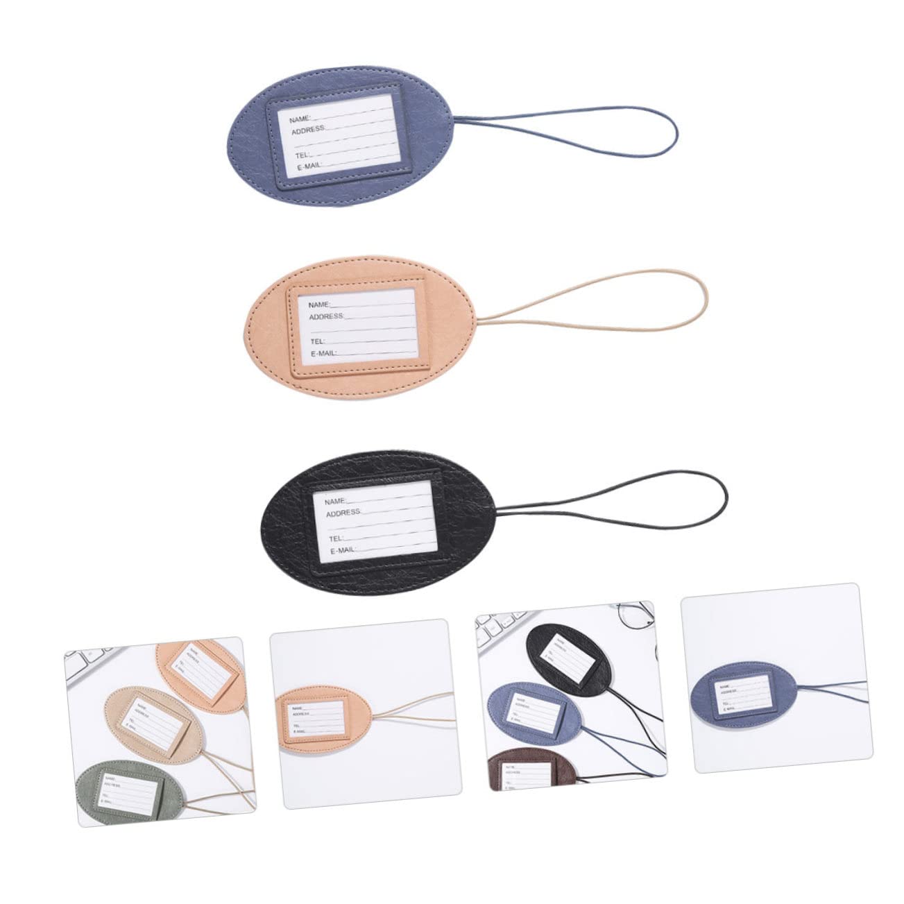 GALPADA 9pezzi Etichette Per Valigia Pu Multifunzionali Cartellini Per Bagagli Leggeri e Pratici Con Spazio Per Dati Personali Casual