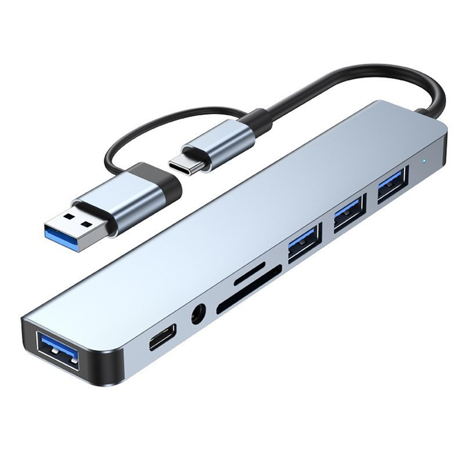 USB C ハブ 8-IN-1 8ポートUSB A 分岐 USB Hub 分配器 Denkouozi 拡張モード USB3.0 5Gbps 高速データ転送 Type C アダプタ 軽量 在宅勤務 設定不要 MacBook Pro/Air、iPad Pro、iMac、XPS、Surface Goなど対応 グレー