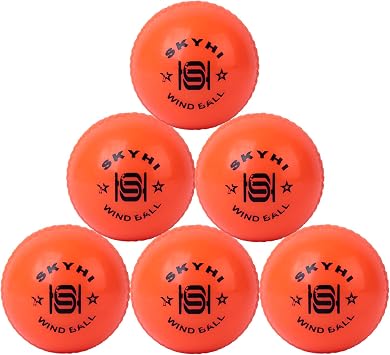 Skyhi Wind Cricket Balls - Soft Practice Training Wind Cricket Balls for Indoor & Outdoor - Soft Practice Training Cricket Ball for Cricket Coaching Bowling Pack of 6