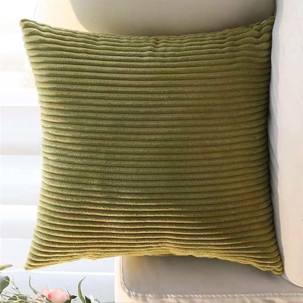 SWJ-swjssb Super King Size Pillow Cases 80x80 75x75 Cm,Square Extra Large Cushion Covers Soft Throw Pillow Cover With Zipper Corduroy Decorative Pillowcases For Sofa Couch(Moss Green,30x30 inch 1pc)