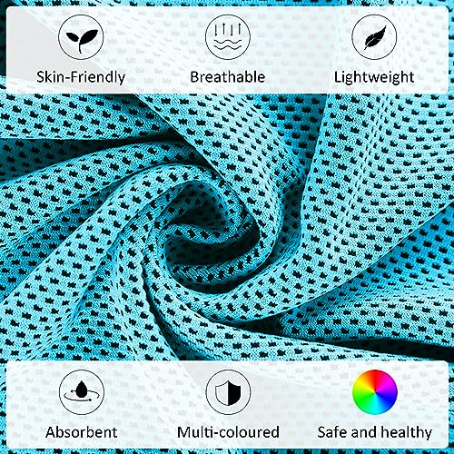 HTRR - Juego de 6 toallas de deporte refrescantes de microfibra, poliéster, para fitness, deporte, viajes, yoga (30 x 80 cm), color rojo, púrpura, naranja, gris, verde, azul - Imagen 5