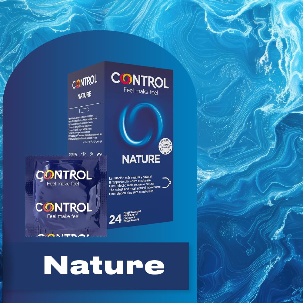 Control Preservativos Nature. Caja Pack Ahorro 24 Condones para un Placer Natural, Lubricados, Sexo Seguro, Ajuste Perfecto