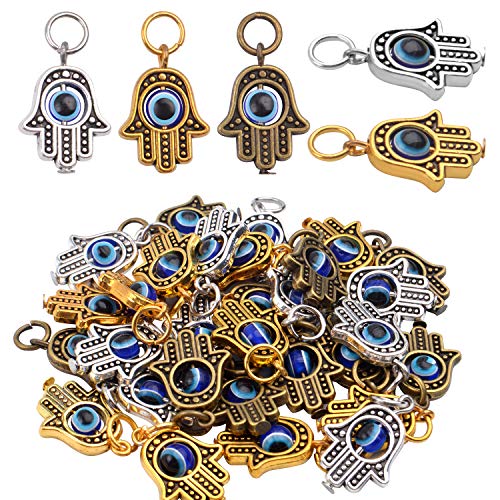 30 Piezas Abalorios Colgantes de Hamsa Mano de Fátima Mal de Ojos...