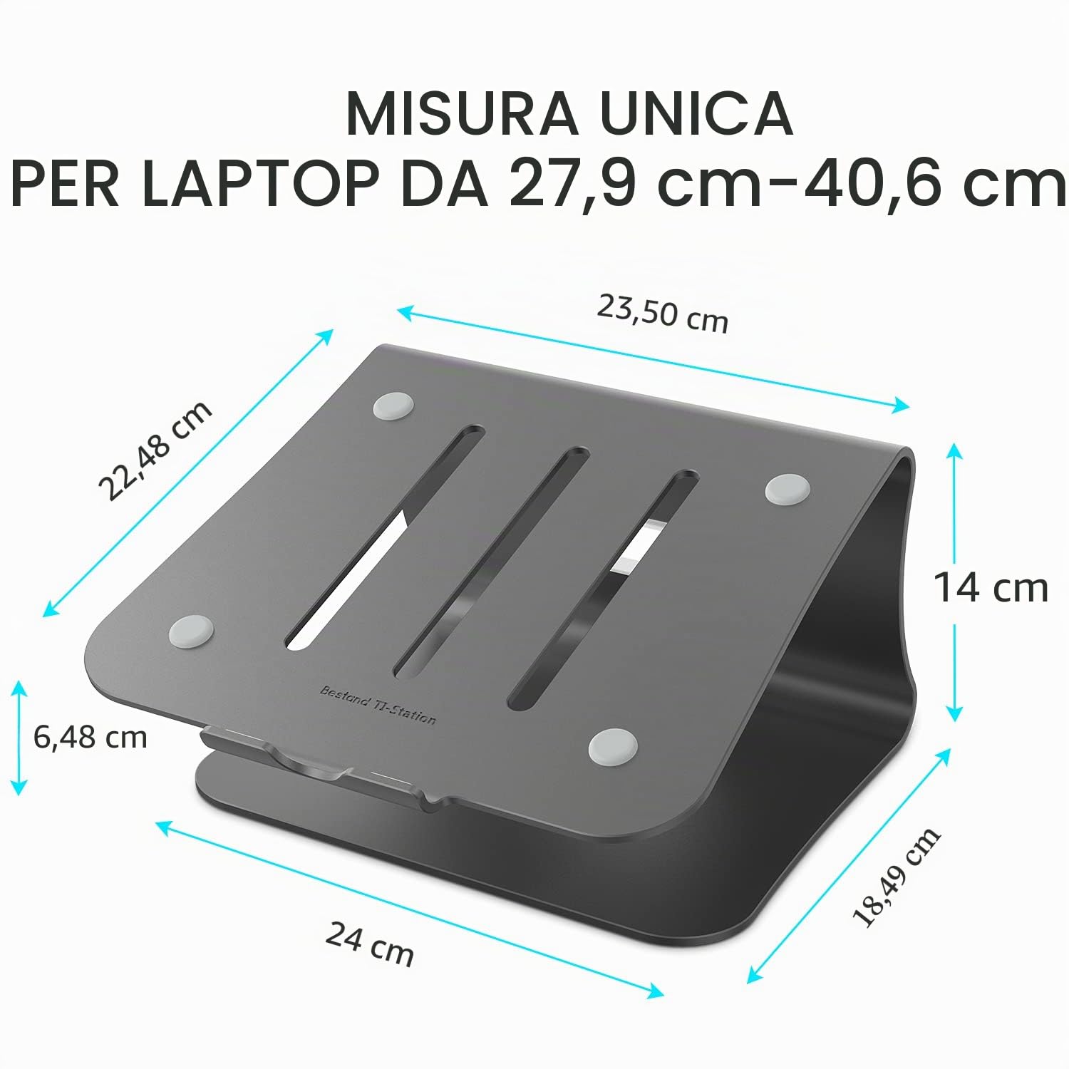 Supporto per Laptop Supporto PC Portatile, Ergonomico Porta PC, Ventilato Alluminio Laptop Stand Compatibile con MacBook Air, PRO, dell XPS, Samsung, Altri 10-16" Tablet (Space Grey)
