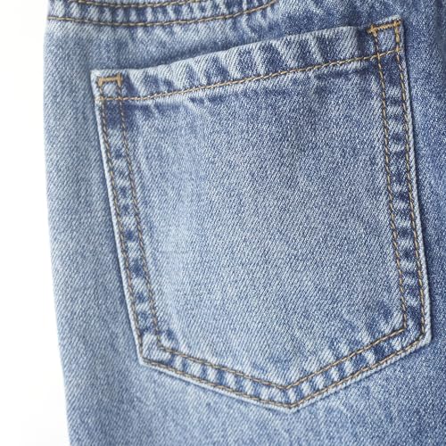 KIDSCOOL SPACE Girls Jeans, 5-14T Wide-Leg Loose Elastic Waist with String Flared Denim Pants3