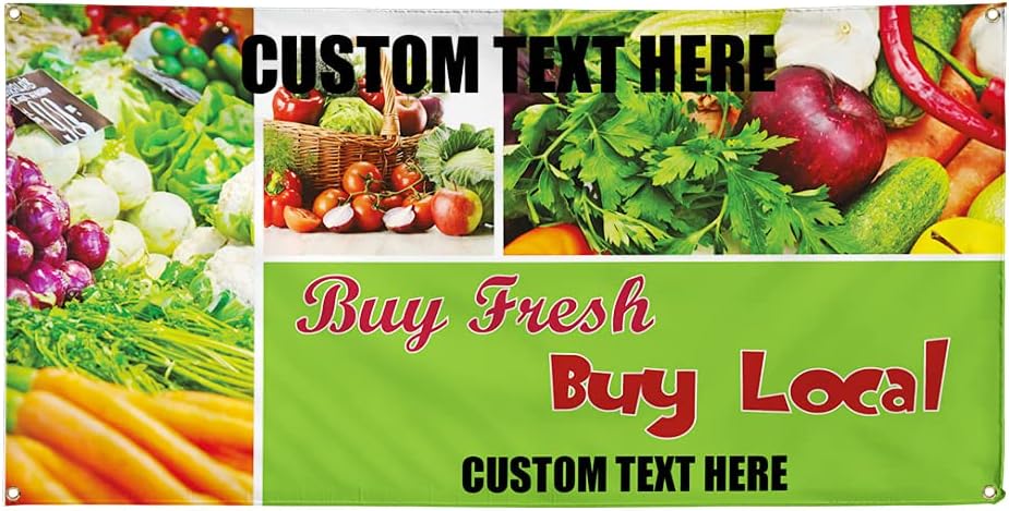 Vinyl Banner Multiple Sizes Buy Fresh Local Advertising Printing B Restaurant & Food Outdoor Weatherproof Industrial Yard Signs Green 4 Grommets 16x40Inches