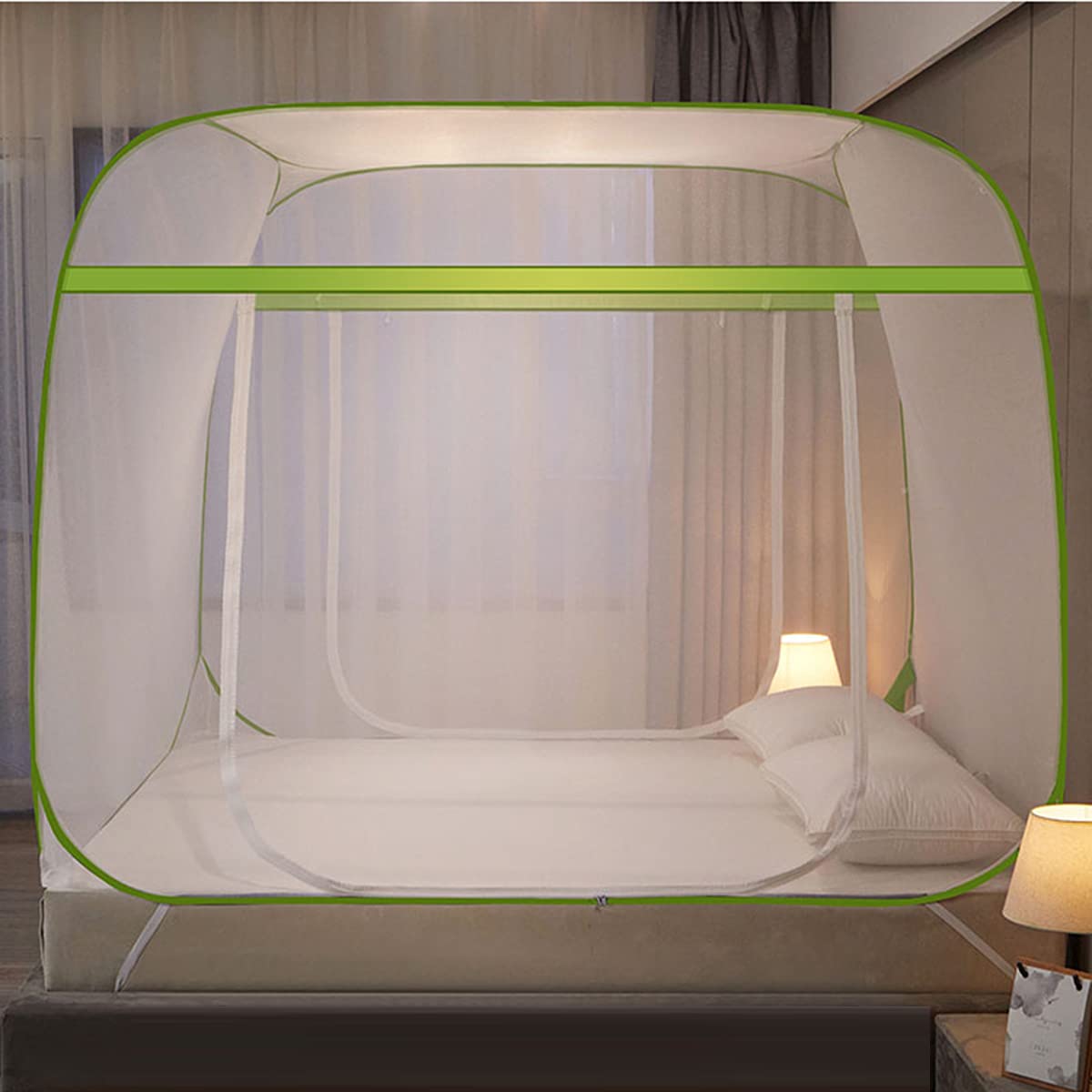 Tente de lit pop-up anti-moustiques pour bébé adulte, design pliable portable avec filet de fond pour camping, voyage, installation instantanée et protection