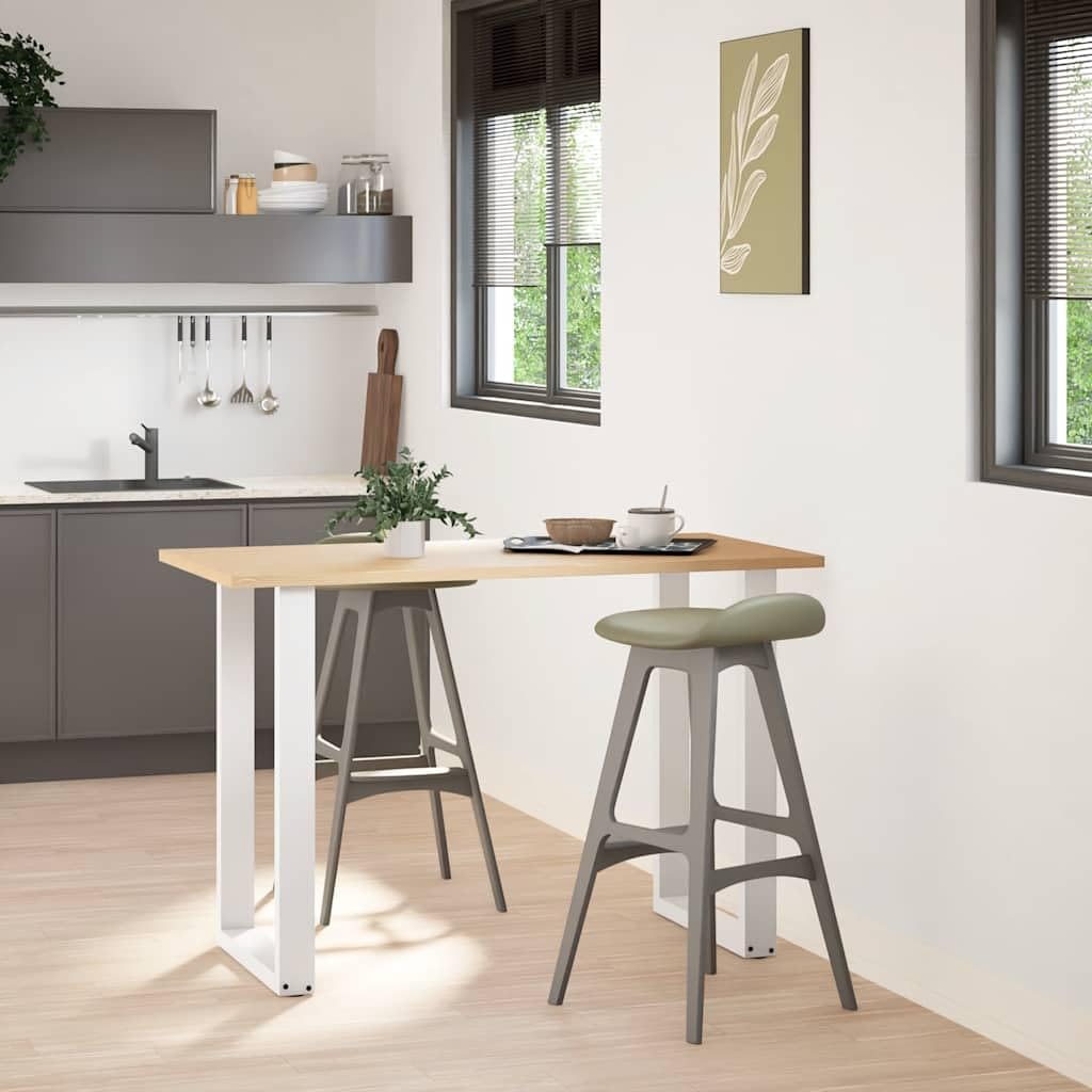 vidaXL Patas para Mesa de Bar en Forma de U (2 Unidades), Color Blanco, 60 x (90-91) cm, Acero