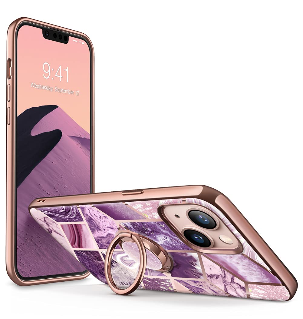 i-Blason Cosmo Snap Case Designed for iPhone 13 6.1 inch (2021 Release), Slim with Built-in 360° Rotatable Ring Holder Kickstand Supports Car Mount (Ameth)