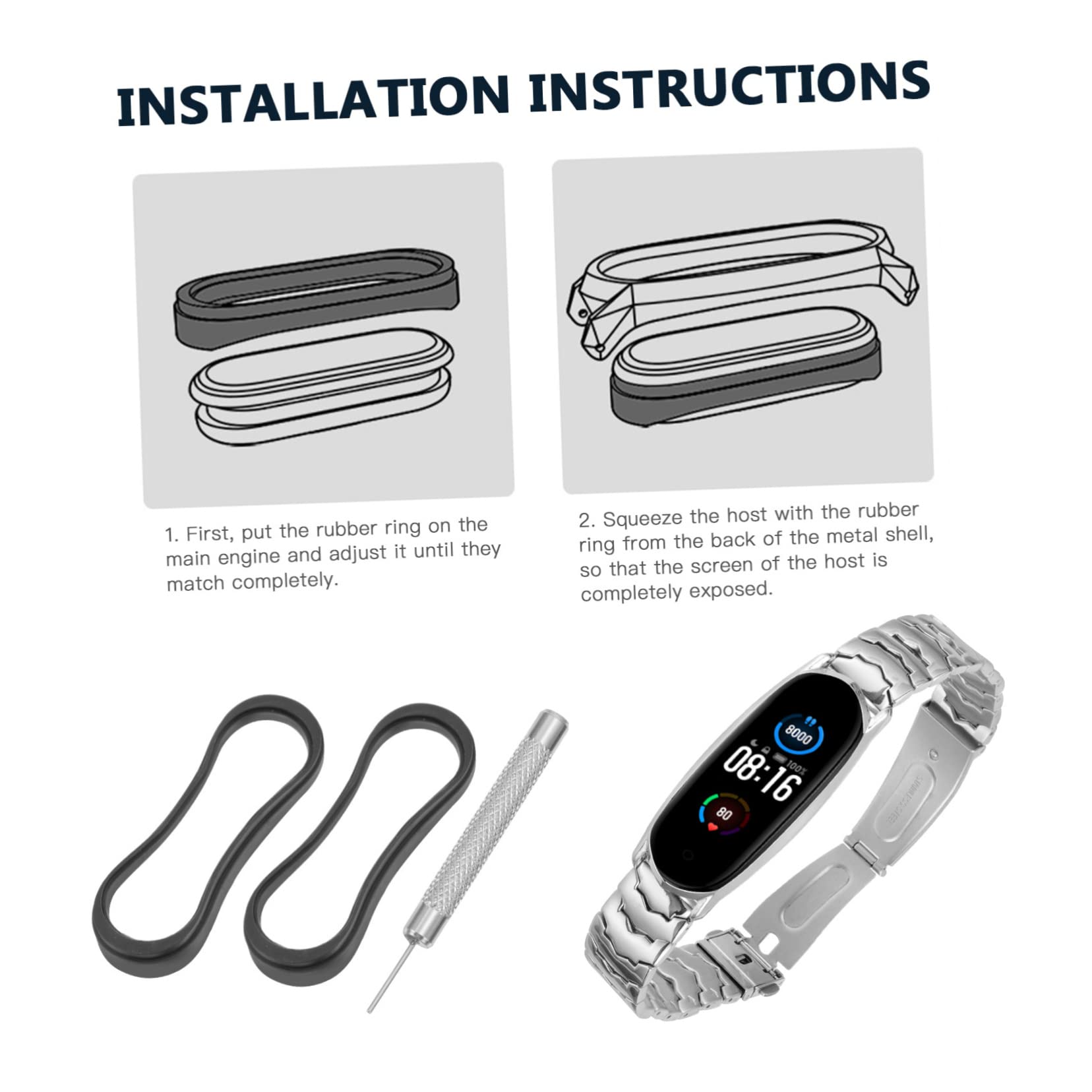 DOITOOL 3pièces Bracelet Métallique Ajustable Compatible Avec Strap Pour Montre Connectée
