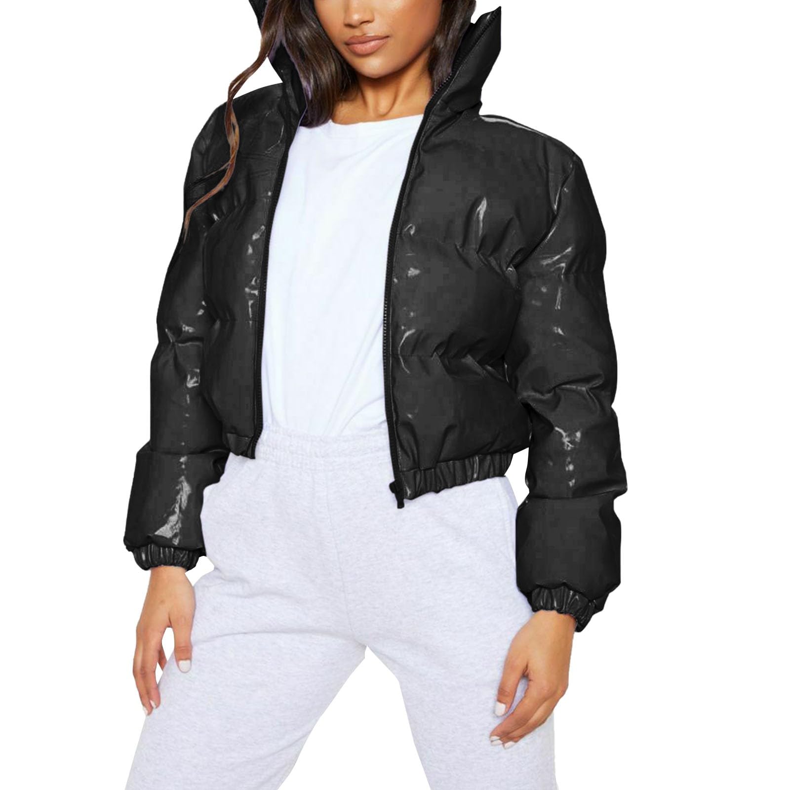 YxrdzkjLadies Thickened Overcoat Stand Collar Winter Gorgeous Long Sleeve Solid Color Cardigan Double Faced Tan Open Coats