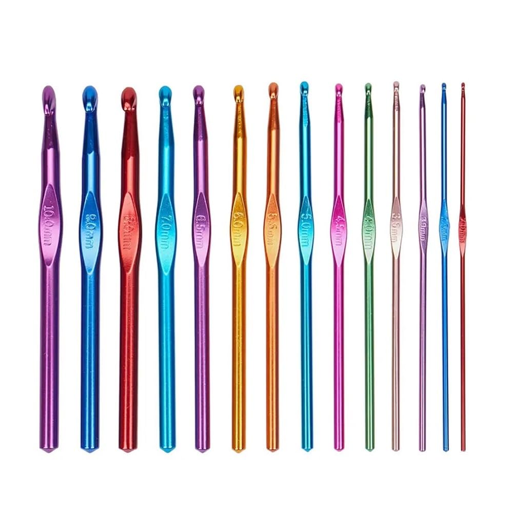 5PCS Aluminum Crochet Hooks Knitting Needles Coloured Single Head Crochet(5PCS Diameter 7mm)