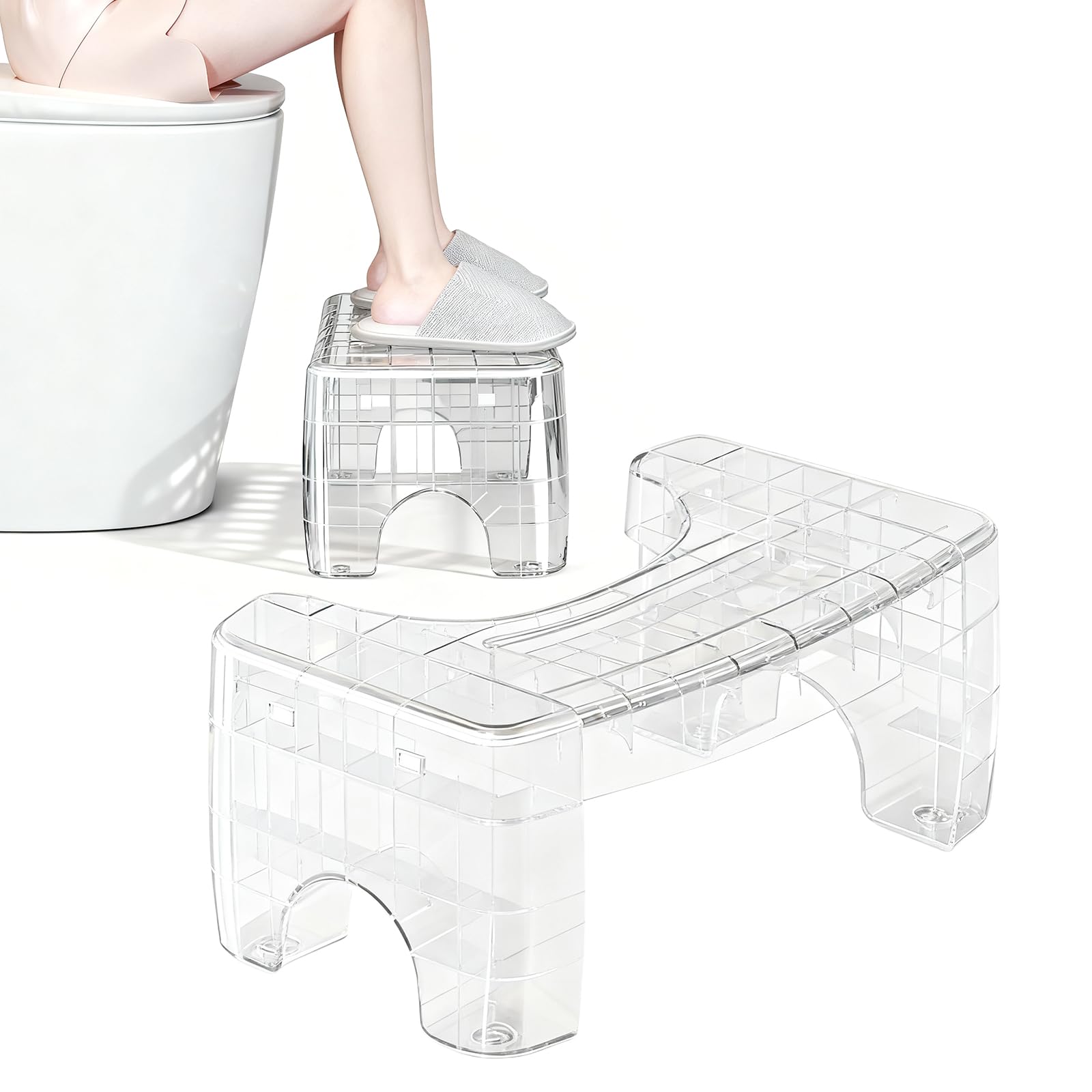 SUNOYA Toilettenhocker Erwachsene, WC Hocker Für Erwachsene rutschfest, Klohocker Für Verbesserten Stuhlgang, Klohocker Erwachsenes Toilettenhocker, 18 cm Höhe, Für Bessere Darmgesundheit