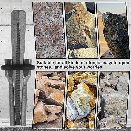 Image of Gisafai 16 Pcs Rock Splitting Wedges, 5 /8'' Wedge and Feather Shims, Heavy Duty Chisel and Feather Stone Splitting Tools Rock Hounding Equipment for Marble Rocks Concrete Granite