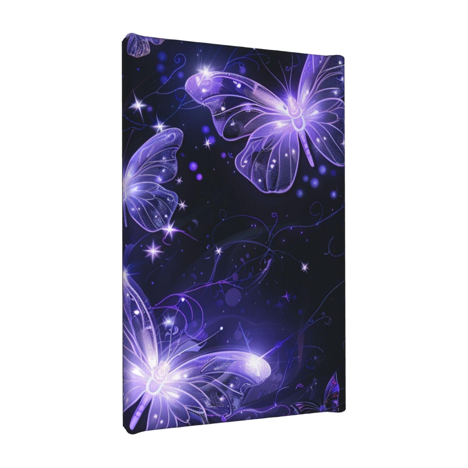YKLJG Background with Night Butterflies Printed Wall Art Canvas Painting 20x30 CM Wooden Framed Picture Painting Artwork Prints for Bedroom Kitchen Home Office Decor