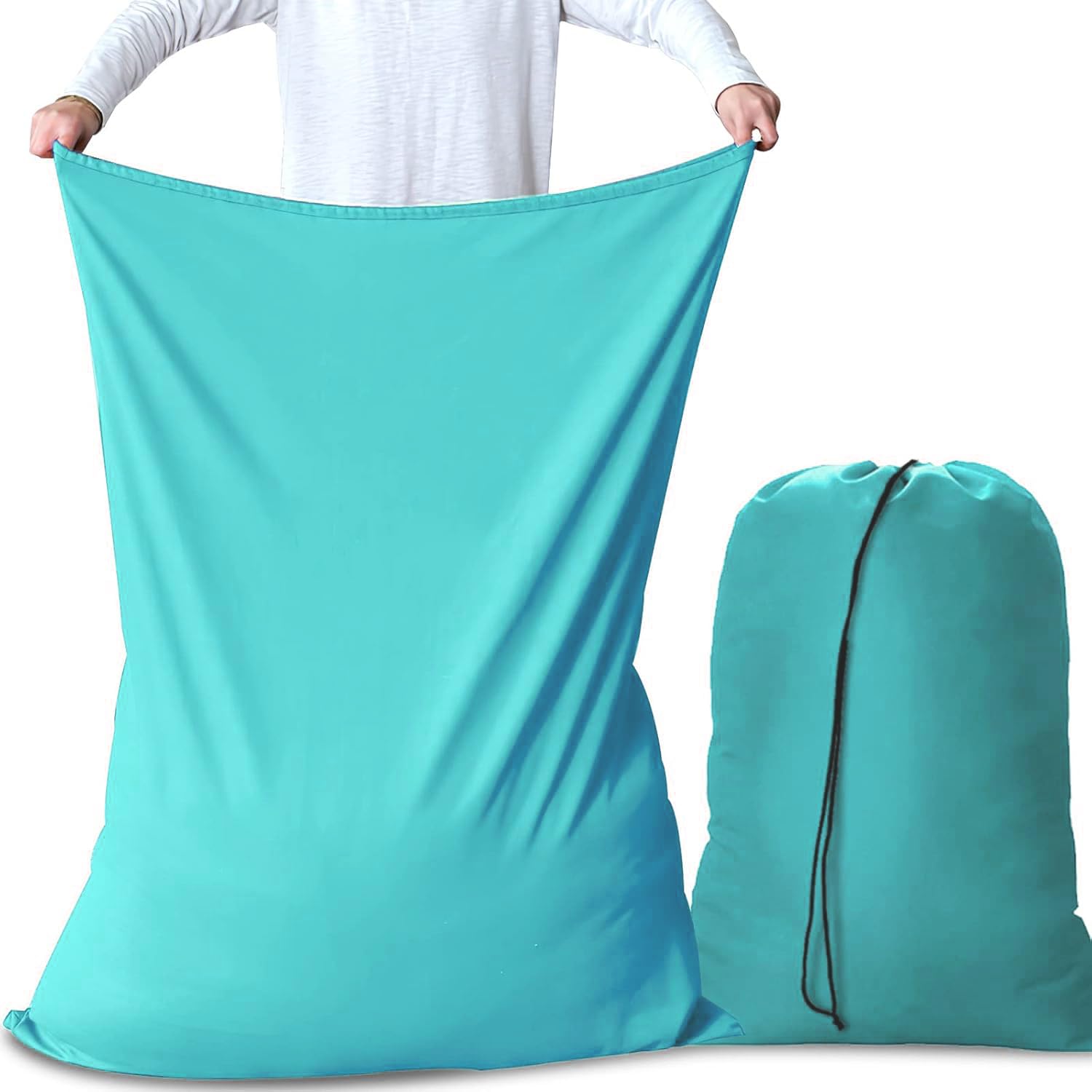 AiQInu Large Drawstring Laundry Bag Foldable Laundry Bag, 70 x 115 cm, Pack of 2