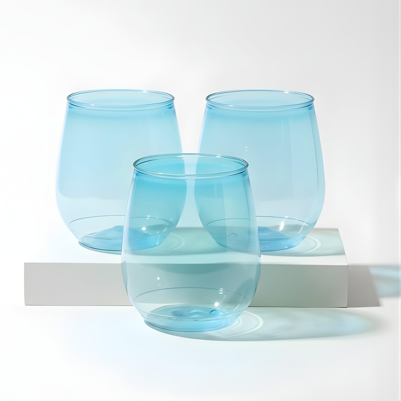 POP 400ml Vino Cups, Unbreakable Recyclabe Plastic & Crystal Clear Wine Glasses for Home, Parties, and Outdoor Use & Serving for Juice, Water, Soft Drink Glass Set| Set of 6 |Blue