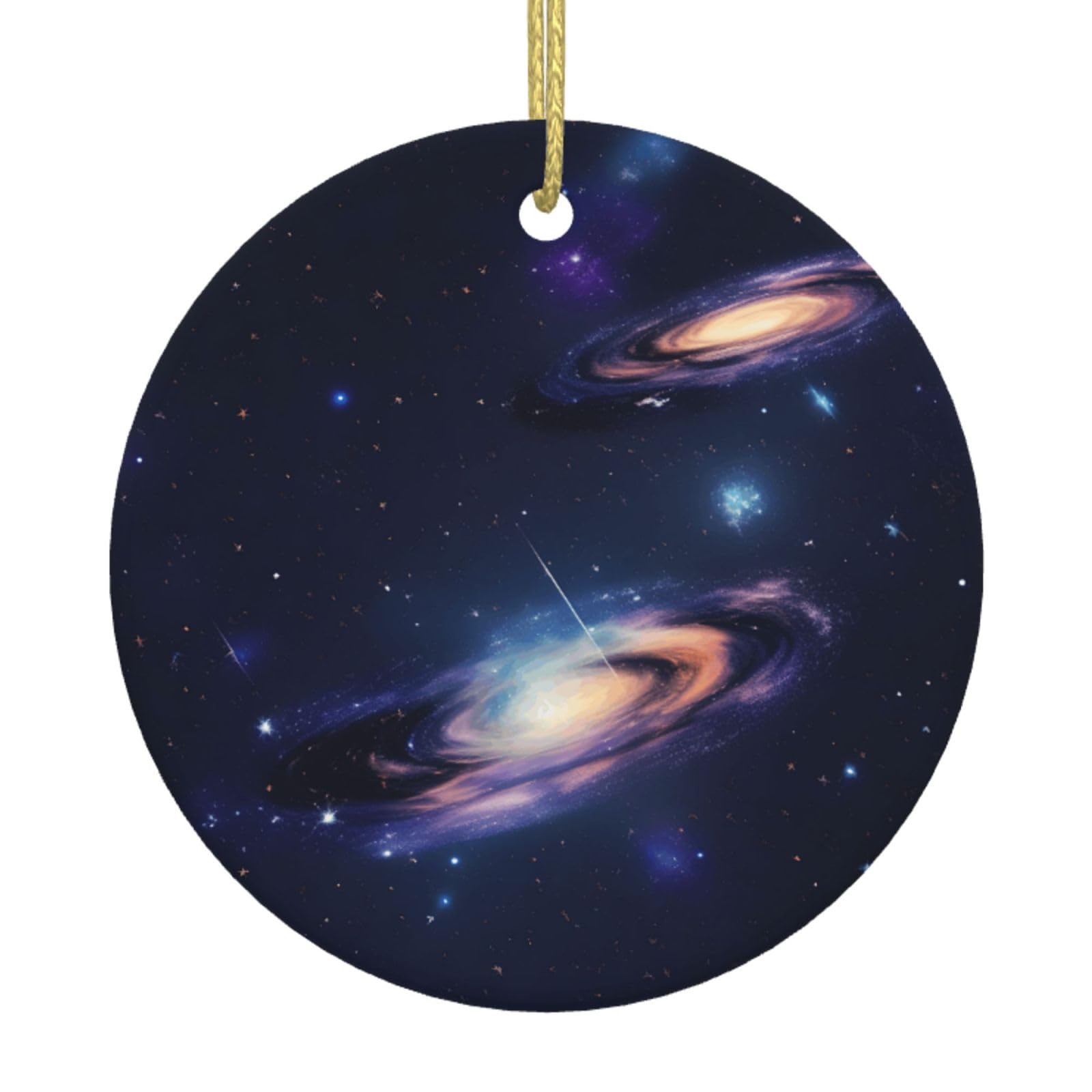 Galaxy In The Universe Print Christmas Ornaments, Ceramic Hanging Ornament, Round Shape Decorations