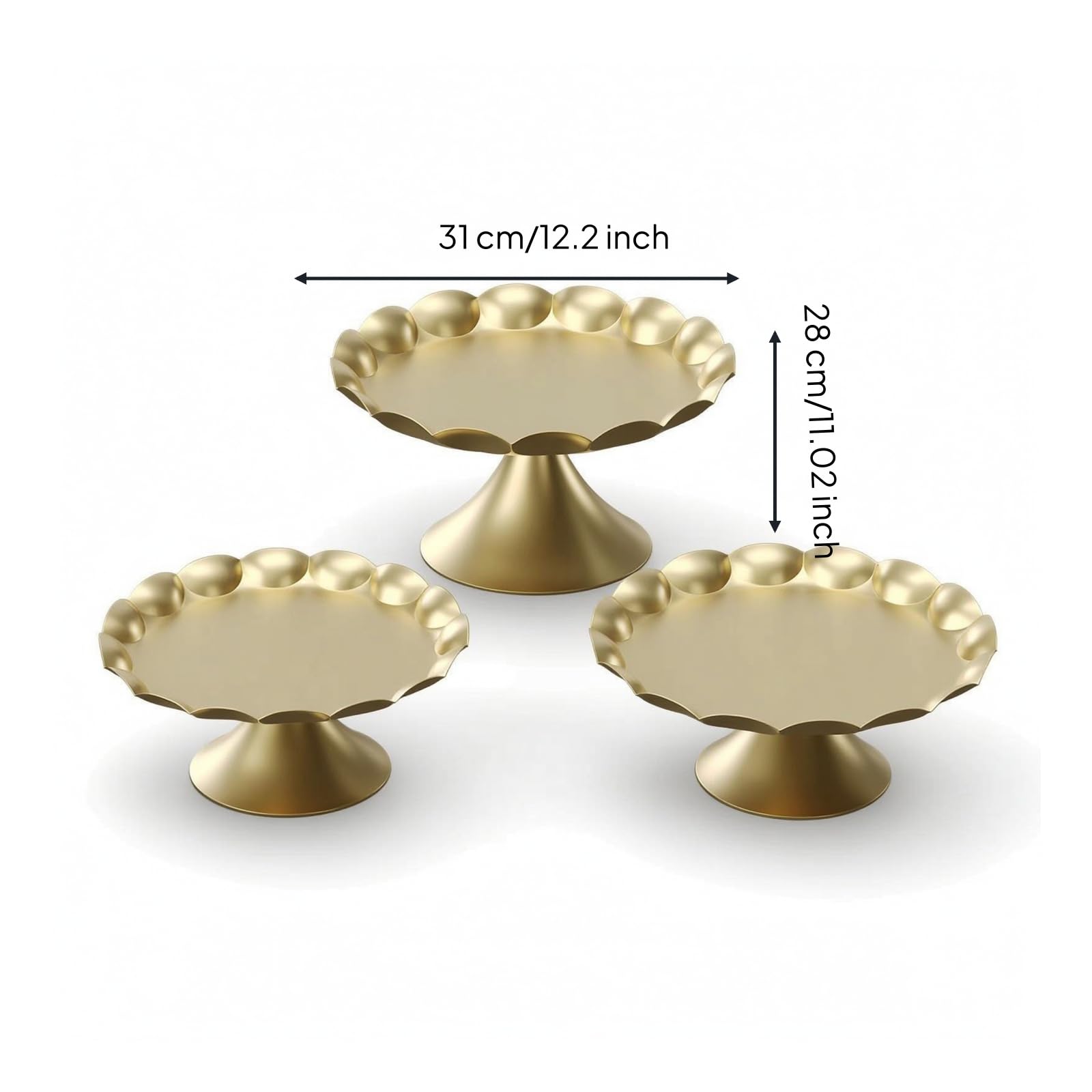 MagiDeal Dessert Display Stand Alzata Tortiera Vassoio Piatto Dolci in Linee Essenziali E Finitura Opaca Versatile per Dolci E Torte Adatta a Buffet di Festa Matrimoni Tè Pomeridiano , Oro