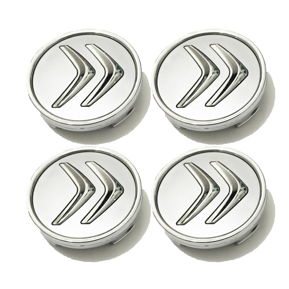 Lot De 4 Cache-moyeux 60 Mm Pour Citroën C1 C3 C4 C5 C6 DS3 - ABS Aluminium Avec Logo - 4
